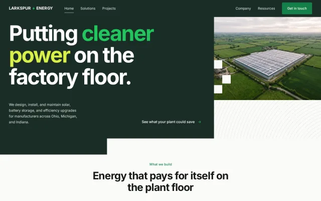 Home page of the Larkspur Industrial Energy demo site